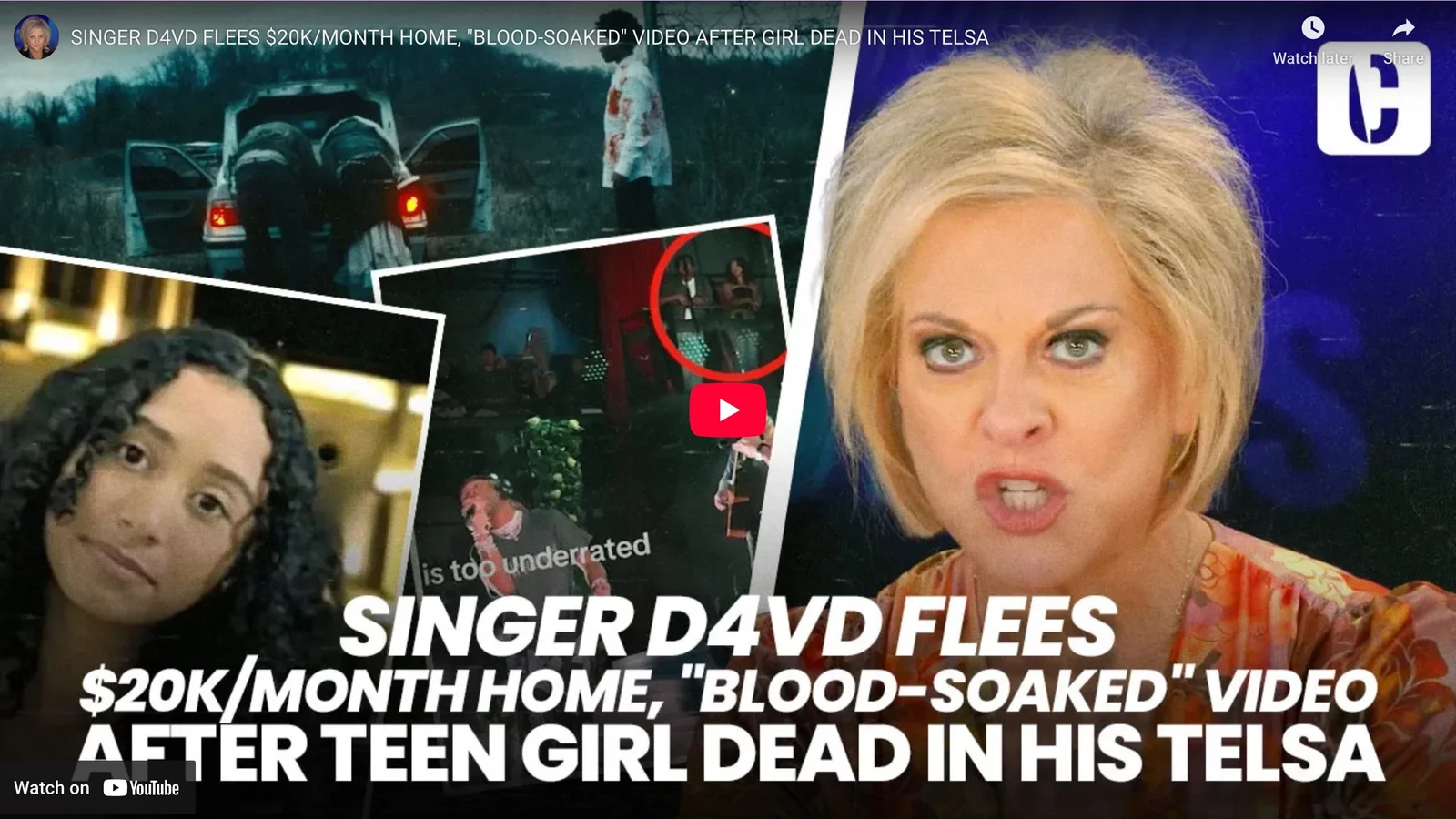News graphic related to singer D4vd and the reported departure from a high-rent residence